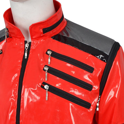 Classic Michael Joseph Jackson Leather Red Thrilling Jacket Halloween Birthday Gift Night Outwear