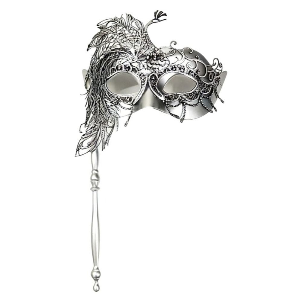 Half-face Handheld Masquerade Masks Masquerade Ball Props Carnival Party Lace Peacock Mask Costume Party Deecor with Stick