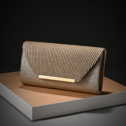 Luxury Envelope Evening clutch Bag New Bright Grain Wrinkle Textured Long Hardware shoulder bag Wedding Handbag for wedding bag