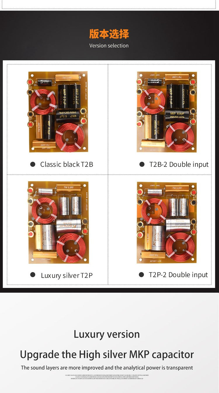 HIFIDIY Hi-Fi 2 VIAS 2 unidades de alto-falante (tweeter + grave) Crossovers divisores de frequência de áudio T2B