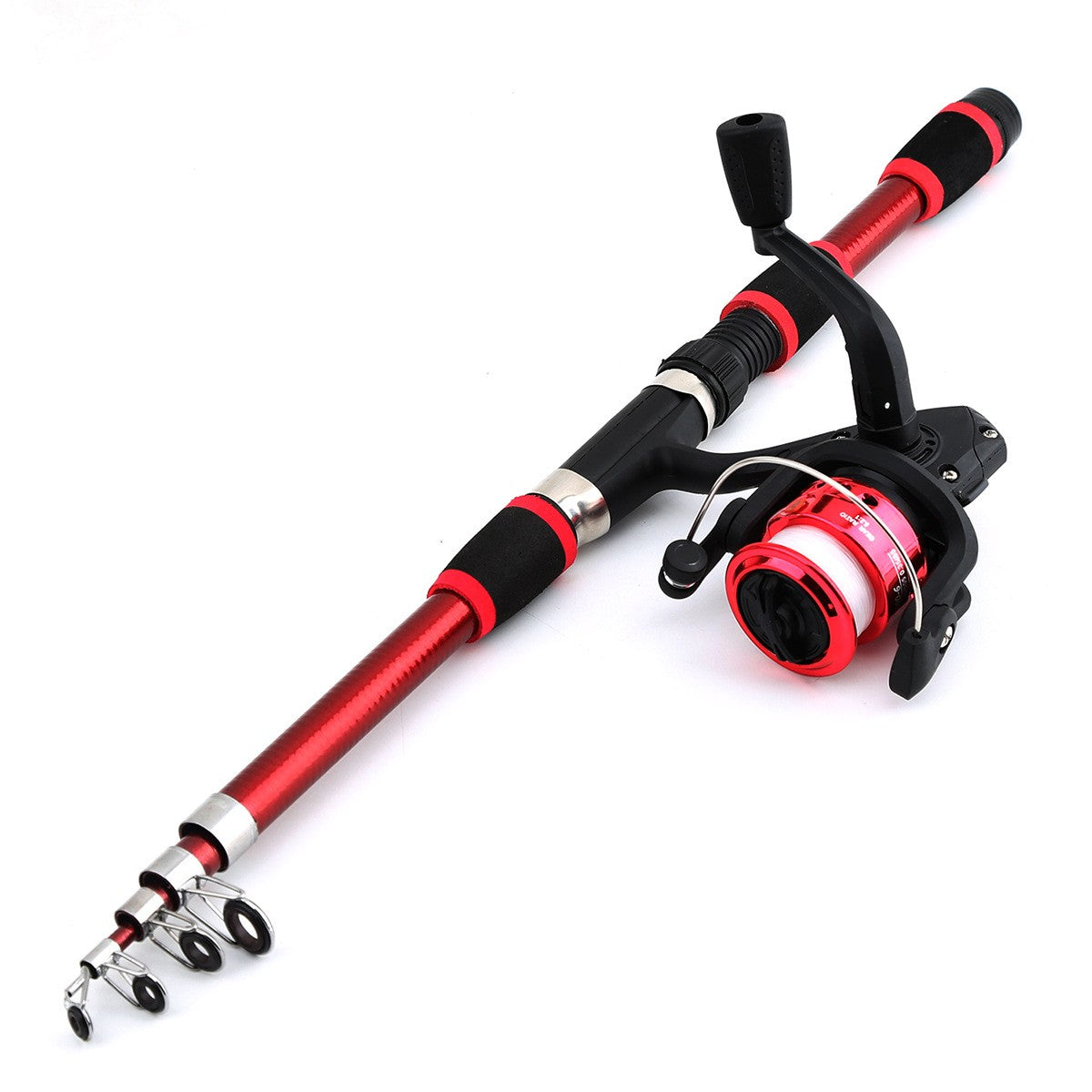 Kit Completo de Vara de Pesca com Vara Telescópica e Molinete Iscas Anzóis Kit de Pesca para Viagem