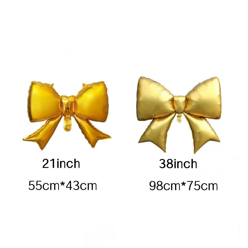 Large matte bow aluminum foil balloon 21 inches Small blue pink monochrome bow Children's birthday party decoration can be hung