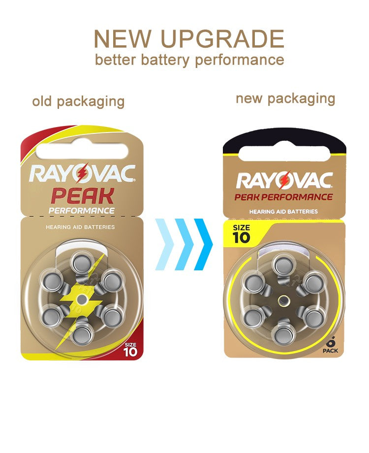 60Pcs Hearing Aid Batteries 10 A10 ZA10 10A P10 PR70 Rayovac Peak High Performance Zinc Air Battery For Mini Digital Hearing Aid