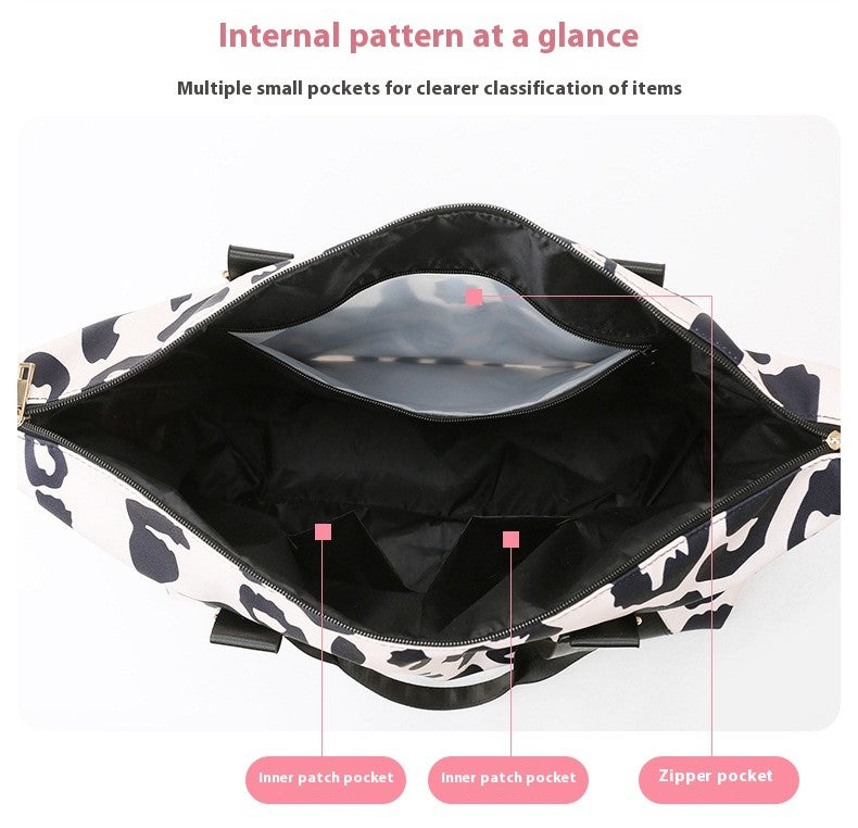 Large Capacity Travel Bag Wet Dry Shoulder Luggage Handbag Leisure Sports Fitness Bag Leopard Print Beach Bags Women's Backpack