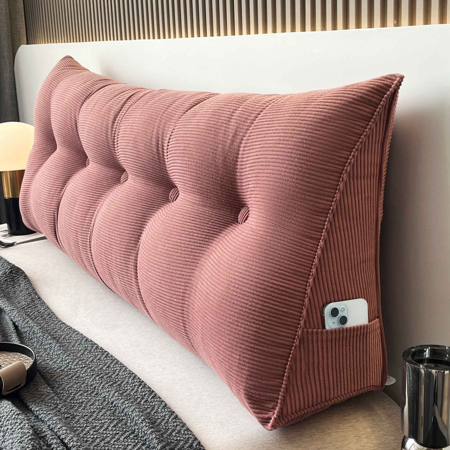 Casual Striped Wedge Floor Pillow Cushion with Side Storage Soft Fluffy Back Support Zippered Cover Hand Wash Gifts for Family