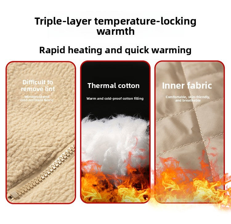 Maxbarley 2025 Winter Cotton Padded Jacket Men Brand Trendy Lambskin Cold-proof Windproof Jacket Casual Camping Ski Fleece Parka