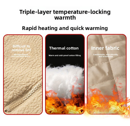 Maxbarley 2025 Winter Cotton Padded Jacket Men Brand Trendy Lambskin Cold-proof Windproof Jacket Casual Camping Ski Fleece Parka