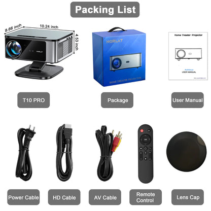 Projetor 4K UHD 2025 HORLAT 45000 Lumens Laser TOF Foco Android 12 WiFi 6 1080P Full HD para Cinema em Casa diurno