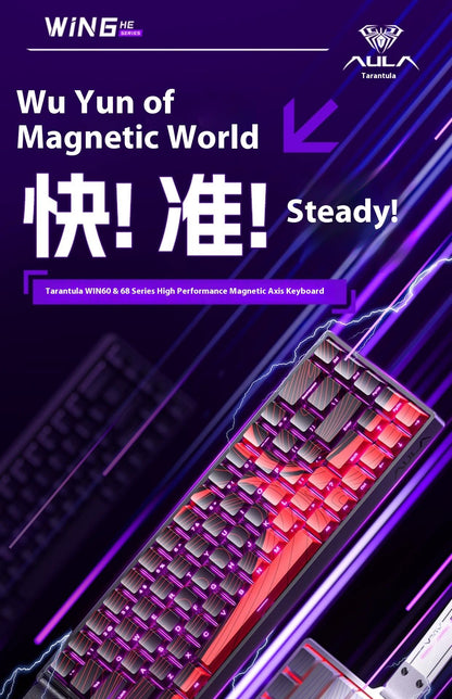 Teclado mecânico AULA WIN60 WIN68 HE MAX switch magnético 8k de polling rate RGB zona morta 0 teclado de jogos personalizável para e-sports