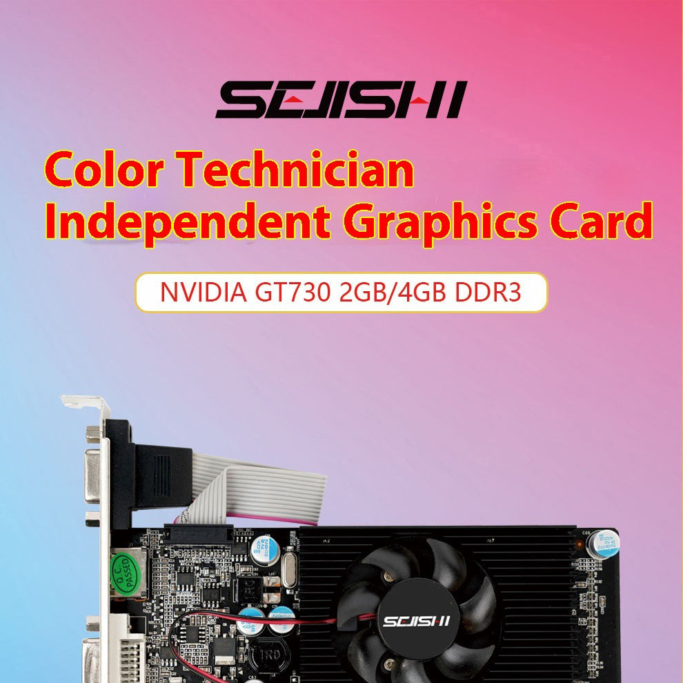 Placa de Vídeo SEJISHI GeForce GT730 Placas Vga 4GB DDR3 128Bit Placa Gráfica de Computador NVIDIA Game PC GT 730 4GD3 HD DVI