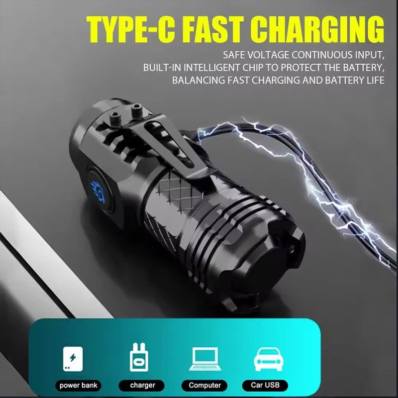 Super Bright MINI LED Flashlight USB Torch Rechargeable Zoom Fishing Lantern Powerful 3 Lighting Mode Outdoors Camping Lamp