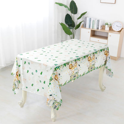 Cartoon Animal Tablecloth Jungle Safari Theme Party Supplies Disposable Table Cover Baby Shower Kids Birthday Party Decorations