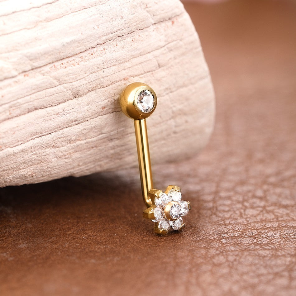1PC Titânio Christina Vertical Hood Piercings Anéis de Lábio Flor Opala Sexy Piercings de Lábio Joias de Piercing de Sobrancelha VCH