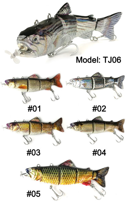 Iscas Robóticas de Natação 130mm 4 Segmentos Swimbait 35/54g Pesca Auto Elétrica Wobblers Recarregável USB Luz LED Para Baixo e Lúcio