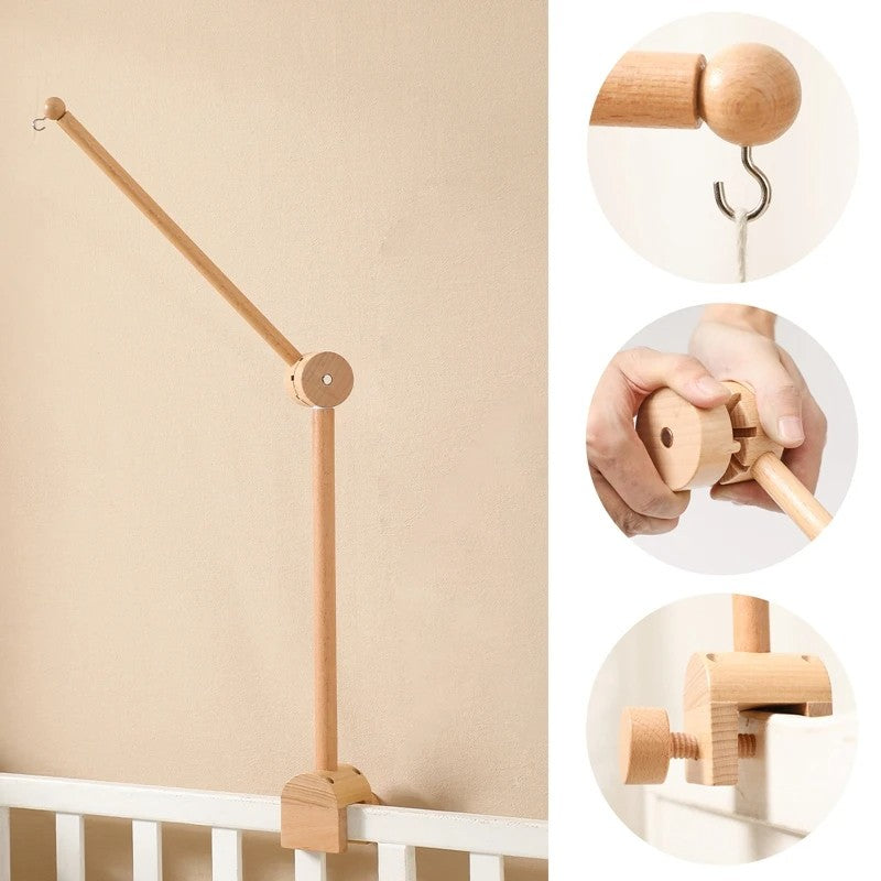 Baby Wooden Bedbell Bracket 0-12 Months Bed Bell Bracket Wooden Mobile Newborn Crochet Bed Bell Hanging Toys Newbaby Rattle Toys