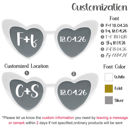 12-120Pcs Custom Wedding Sunglasses Personalised Heart Shaped Sunglasses Wedding Party Favors for Guest Date Initials Custom
