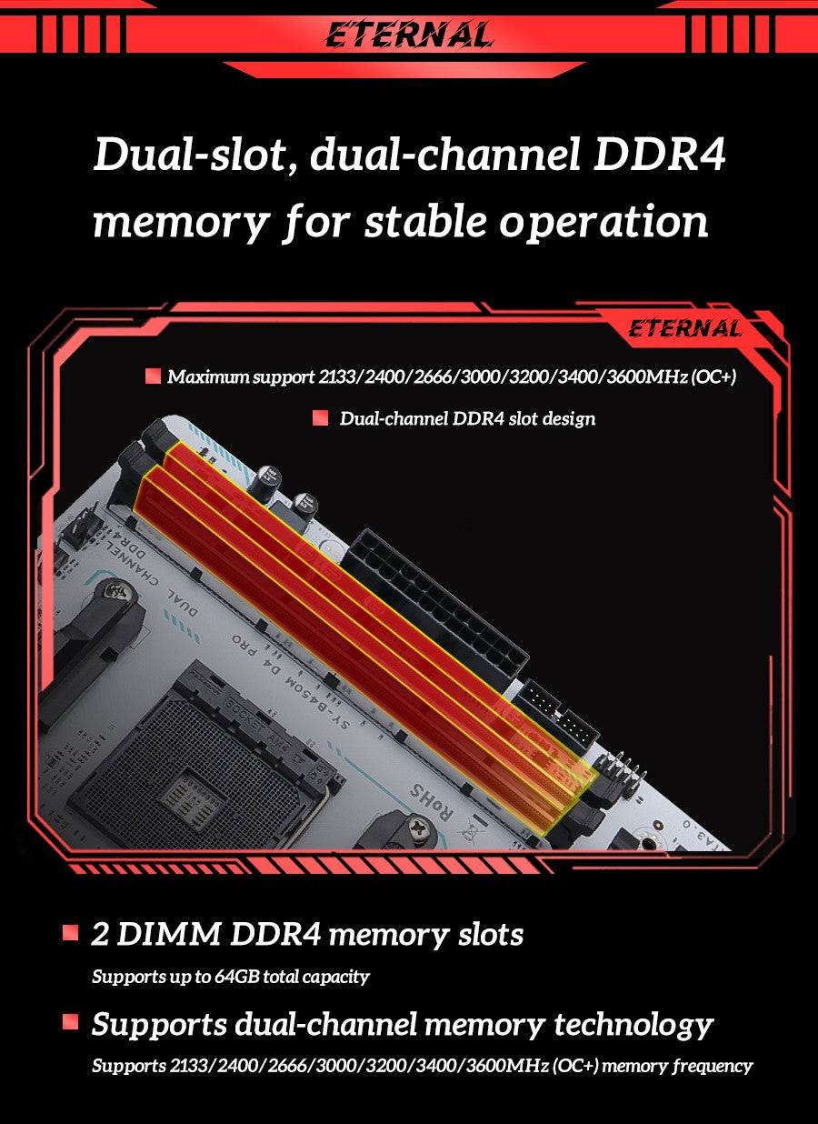 Placa-mãe AMD Clássica B450M Memória DDR4 de Canal Duplo Placa-mãe AM4 PCI-E 3.0 NVME B450 (suporta CPU Ryzen 5600 5600G)