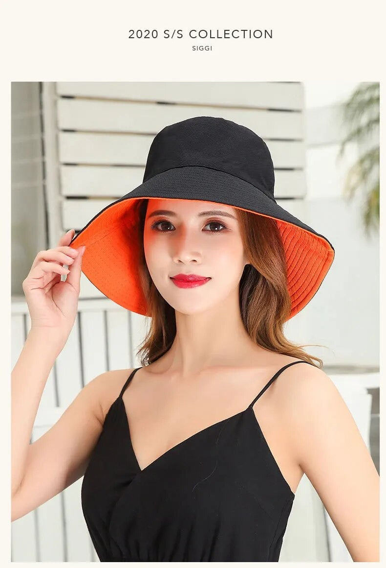 Chapéu de Pescador Feminino, Proteção Facial para o Verão, Protetor Solar, Chapéu de Sol de Aba Larga, Dupla Face e Versátil de Celebridades da Internet
