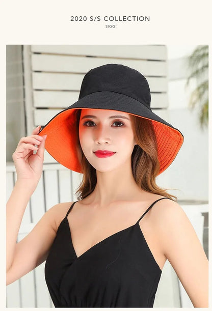 Chapéu de Pescador Feminino, Proteção Facial para o Verão, Protetor Solar, Chapéu de Sol de Aba Larga, Dupla Face e Versátil de Celebridades da Internet