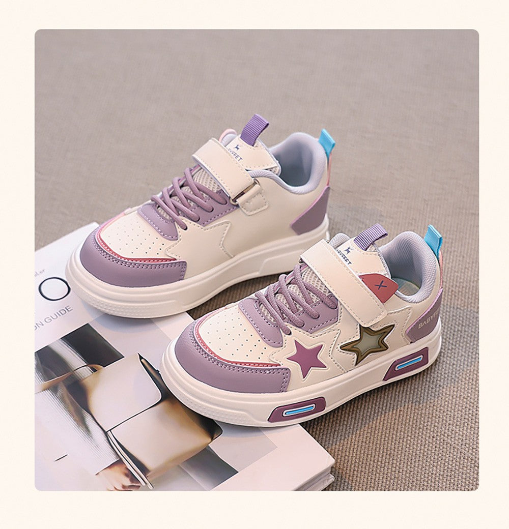 PU Leather Sport Shoes For Children 2025 Trend Fashion Teenager Girl's Sneakers Anti-slippery Kid's Tennis Shoes Running Shoes