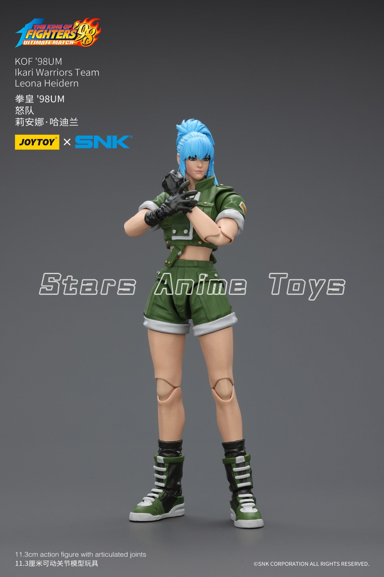 Original JOYTOY 1/18 Action Figure SNK KOF'98UM Ikari Warriors Team Leona Heidern/Ralf Jones/Clark Still Modelo de Brinquedo