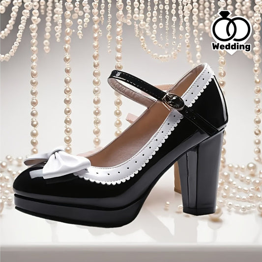 New style women's high heels elegant work single shoes thick heel waterproof platform party gathering OL women's single shoes