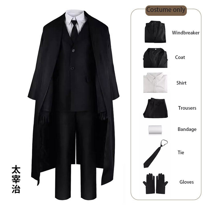 Japanese Anime Detective Agency Cosplay Outfit Black Uniform with wig for Adults for Halloween & Comic Con