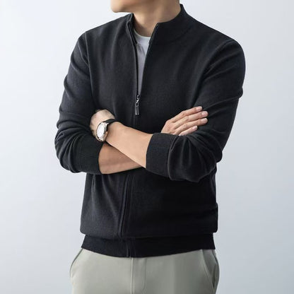 Animal Game Men's Zipper Cardigan Sweater Slim Fit Sweaters Stand Knitwear Jumper Warm Cold Blouse Zip Long Sweatcoats