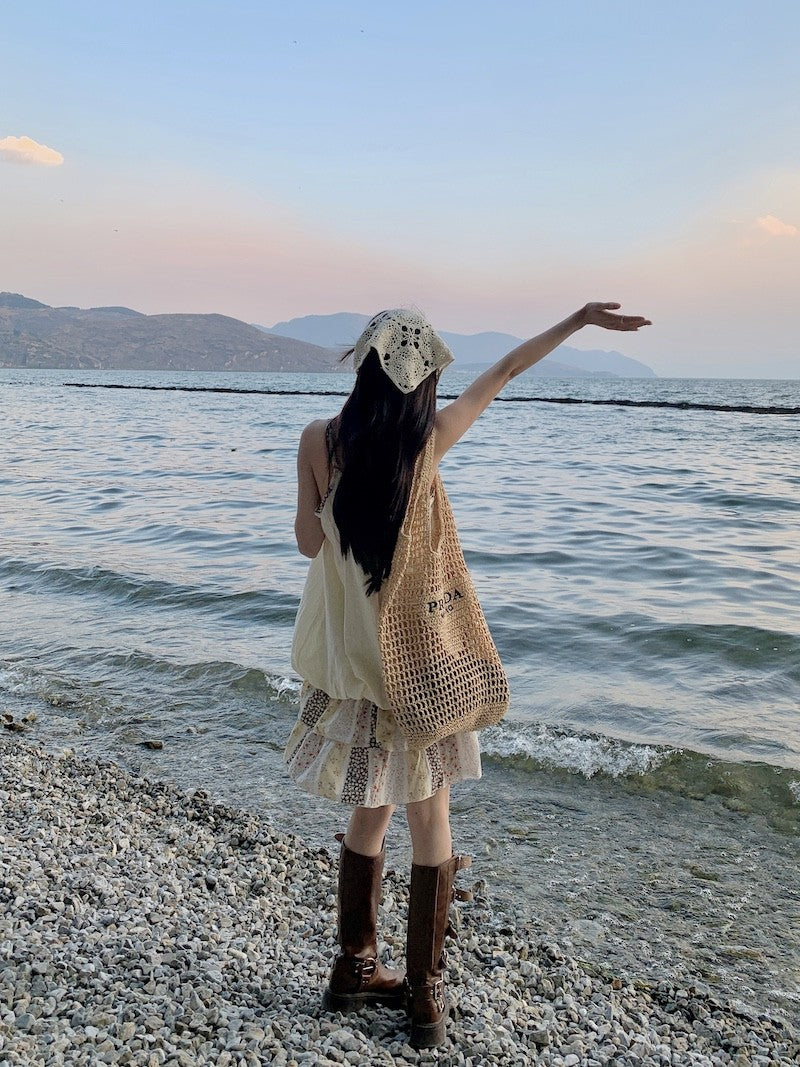 Vacation Mode Floral Slip Dress Women Mixed Print Layering Piece Slender Silhouette Destination Dress Coastal Grandmother Style