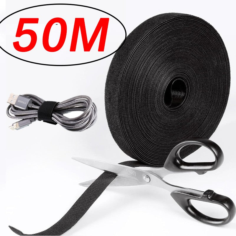 1-50m Velcros Organizador de cabos USB Amarra de cabo Mesa Computador Gerenciamento Fitas Amarras Fio de fone de ouvido Suporte de enrolador Gancho e laço para telefone