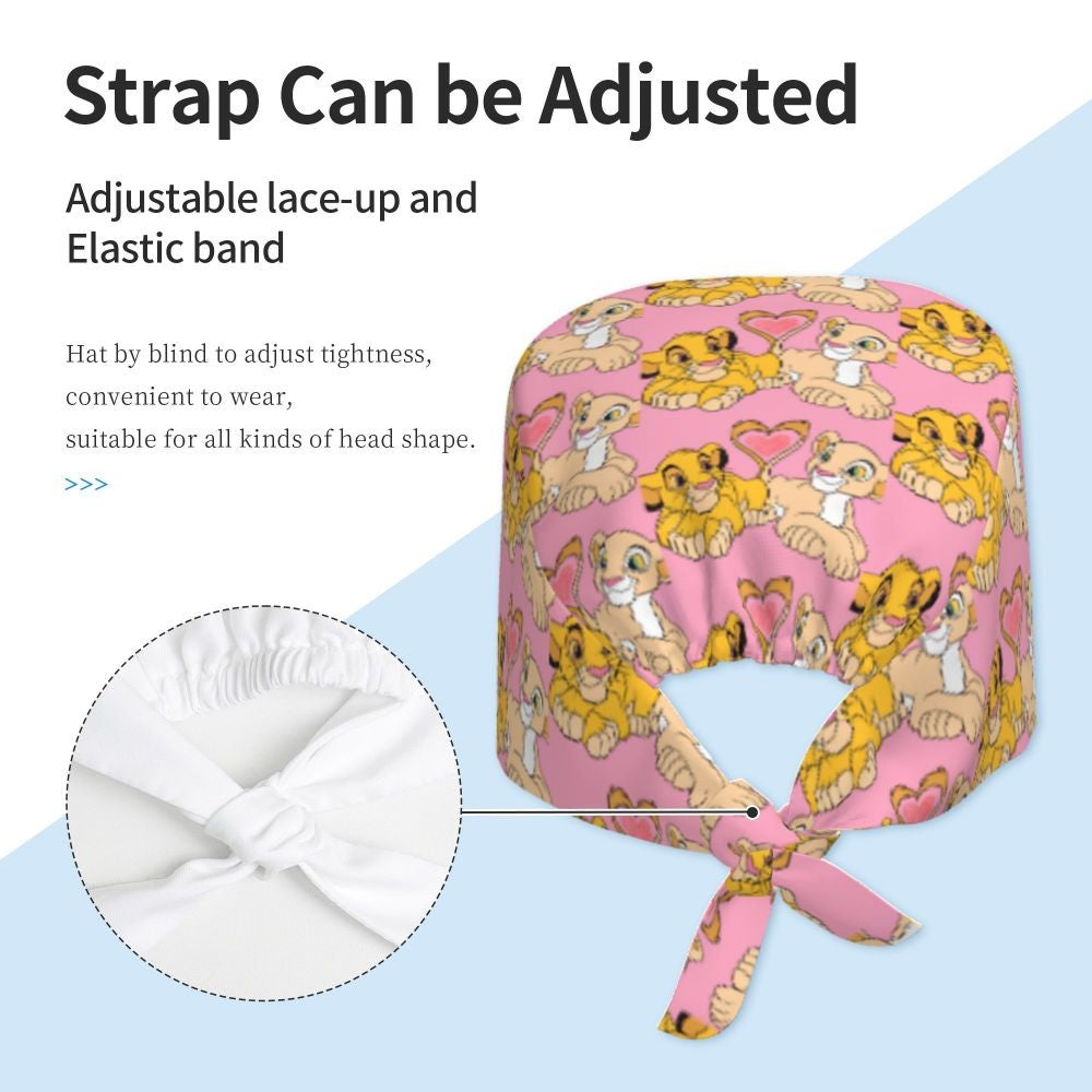 Boné cirúrgico personalizado O Rei Leão, divertido, para homens e mulheres, chapéu de esfoliação, gorro de enfermeira para dentista