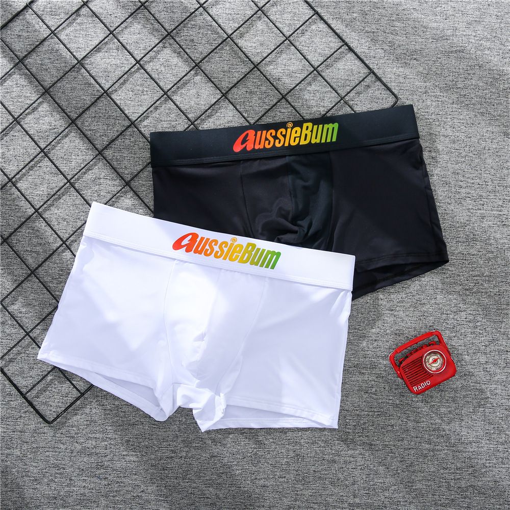 Men's boxer panties, milk silk low rise U convex bag stretch breathable comfortable youth shorts