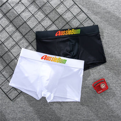 Men's boxer panties, milk silk low rise U convex bag stretch breathable comfortable youth shorts