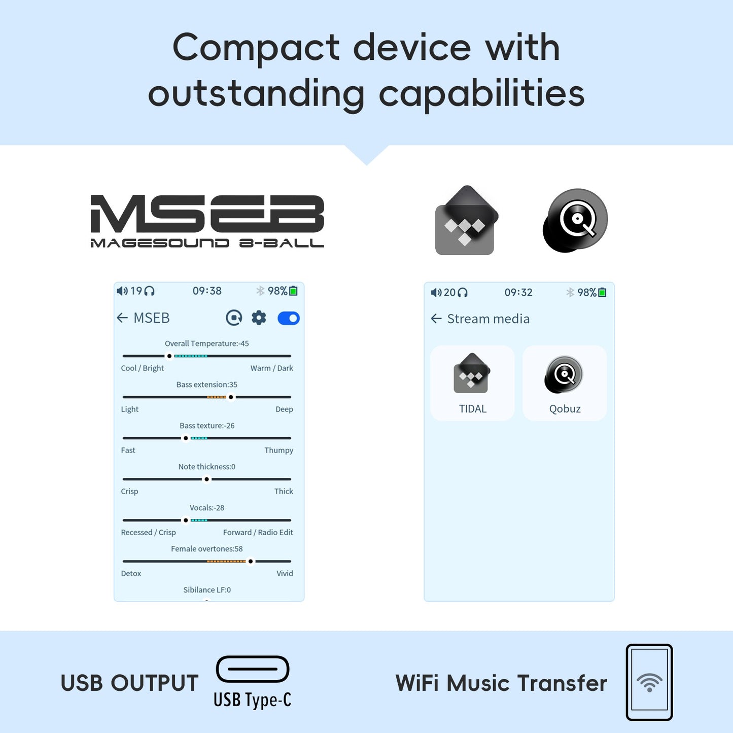 Reprodutor de Áudio HiBy R1 HiFi MP3 USB DAC WiFi Bluetooth 5.1 DSD256 PCM384kHz/32bit X1600E CS43131 MSEB Rádio Web Saída 3.5mm