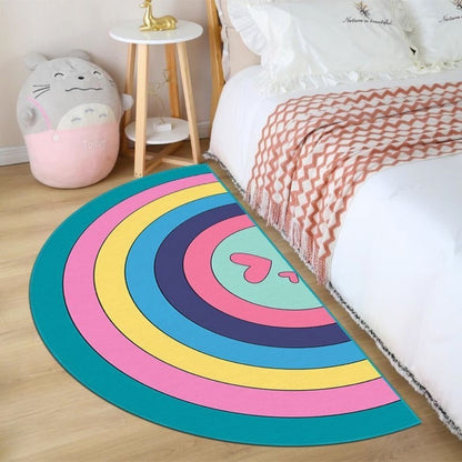 VIKAMA Rainbow Semi-Circular Carpet Non-Slip Noise Reduction Bedroom Bedside Rugs Entryway Door Mat Home Decoration