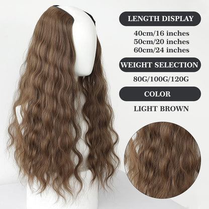 Ocelot Peruca de extensão de cabelo sintético ondulado de 40-60 cm com ondulação natural da água, acessórios de cabelo femininos, extensão de cabelo longo e cacheado