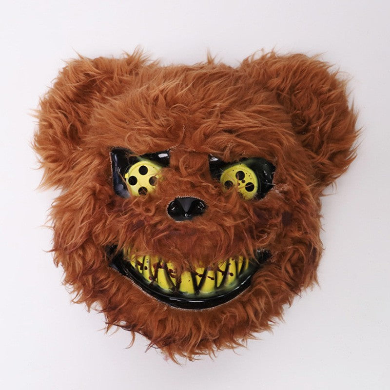 Halloween Cosplay Party Luminous LED Light Face Mask Make-up Horror Rabbit Bear Mask Headgear Cartoon Animal Carnival Head Cover