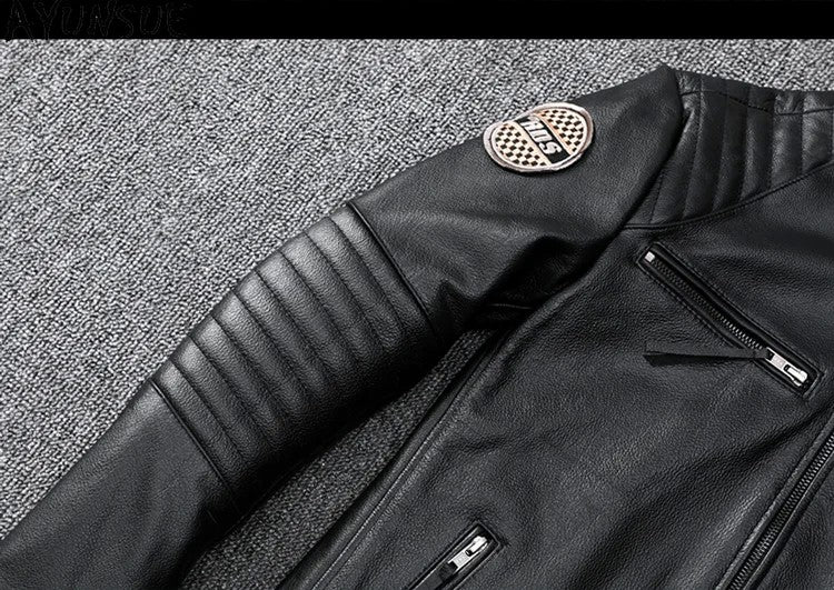Mens Leather Jacket Autumn Men Clothing Handsome Motorcycle Jackets Two Colors Short Coats Kurtka M?ska Skórzana Slim