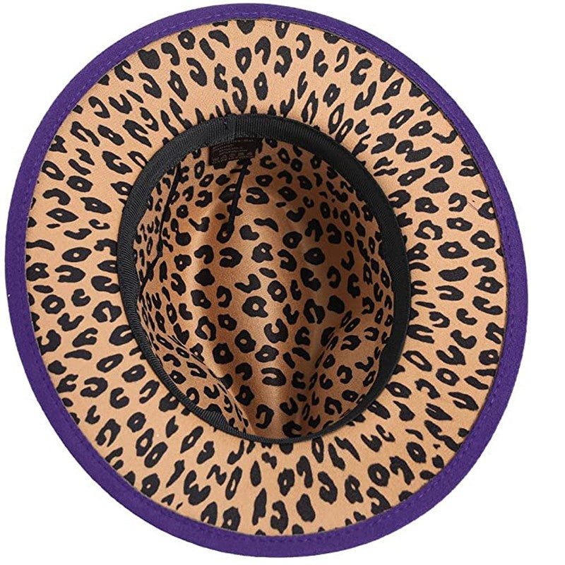 Two Tone Fedoras Jazz Hats Cowboy Hats for Women and Men Leopard Bottom Wool Felt Party Church Dresses Hat Wholesale ?????