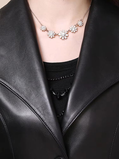 Mauroicardi Spring Autumn Fitted Soft Black Pu Leather Blazer Jacket Women Single Breasted Elegant Luxury Designer Clothes 2025