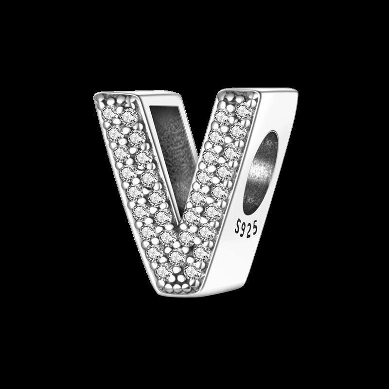 Fit Original Bangle Bracelet DIY A-Z Alphabet Charms Bead 925 Sterling Silver CZ Zircon LOVE Letter Dangle Pendant Jewelry Gift