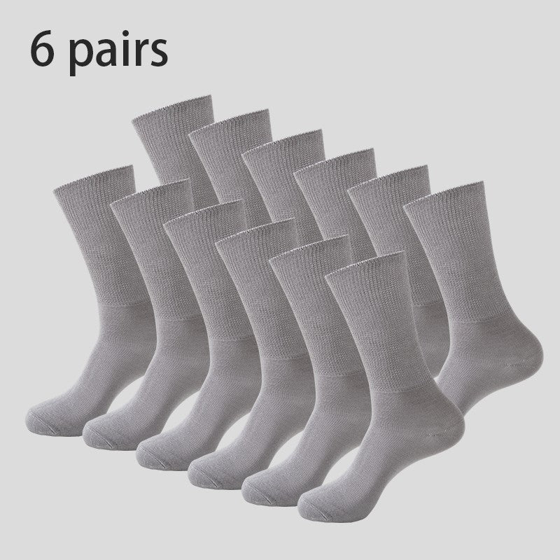 6Pairs Comfortable and Supportive Diabetic Socks for Men Moisture wicking Fabric Non-binding Top business socks