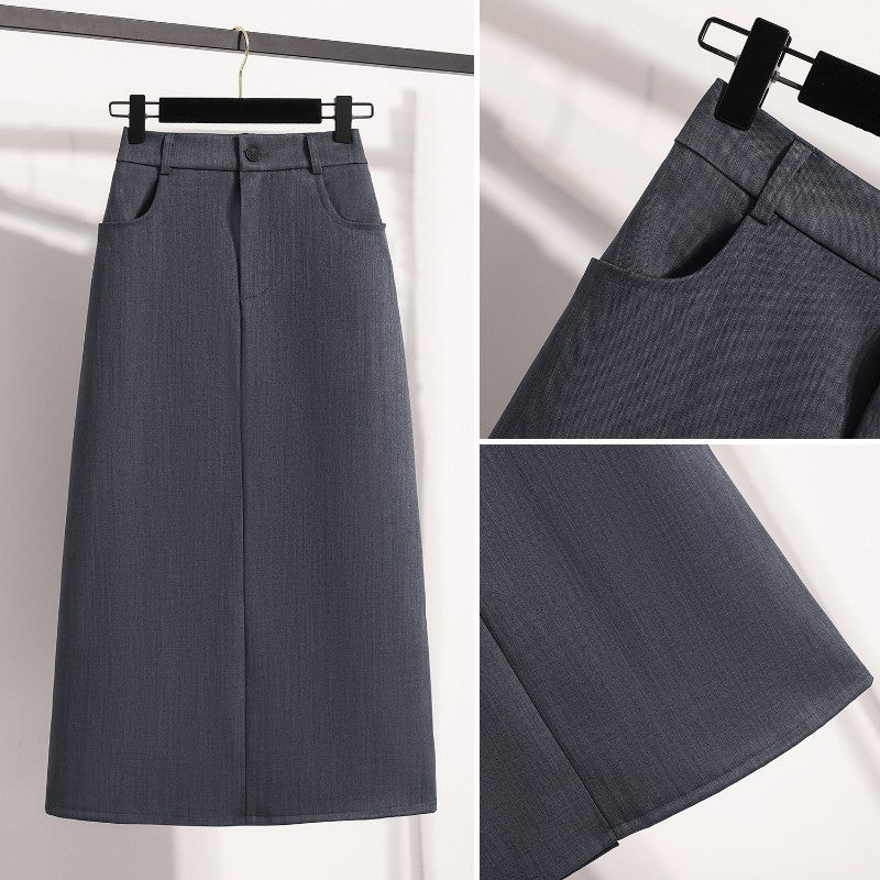 Suit Half-body Skirt Women's Large Size Autumn New Fashion Elegant Commuting Medium-length Package Hip Skirts Loose A-line Skirt