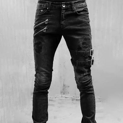 2024 Plus Size Straight Jeans Man Pants Spring Summer Boyfriend Jeans Streetwear Skinny Zips 3 Colors Cacual Long Denim Trousers