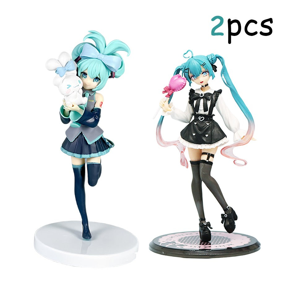 Animação Anime Linda Garota Hatsune Miku Artesanal Diabo Hatsune Miku Orelha de Gato Hatsune Miku Fofa Artesanal Modelo de PVC Decorações