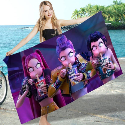 Popular KPop Movie D-Demon H-Hunters Microfiber Blanket Quick Drying Beach Towels Oversized Printing Super Absorbent Pool Towe