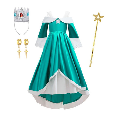 Kids Rosalina Peach Princess Dress Girls Halloween Disguise Cosplay 2026 New Movie Costume Birthday Vestido Halloween Carnival
