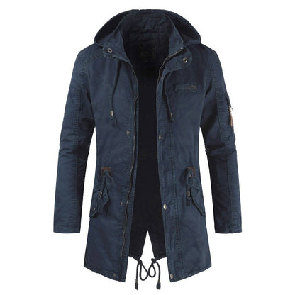 New Mens Jackets Hooded Trench Outerwear Casual Solid Outdoor Coat Military Windbreaker Fashion Windproof Jacket Mens Clothing