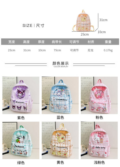 Mochilas Hello Kitty Kuromi Cinnamoroll com estampa de desenho animado fofo e leve para meninos e meninas do jardim de infância