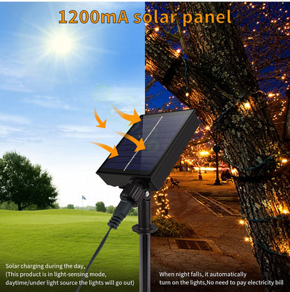 Outdoor Solar String Fairy Light 100M 1000 LED Waterproof Garland Large Solar Panel Fast Charge Lamp Christmas Garden Decor -JY
